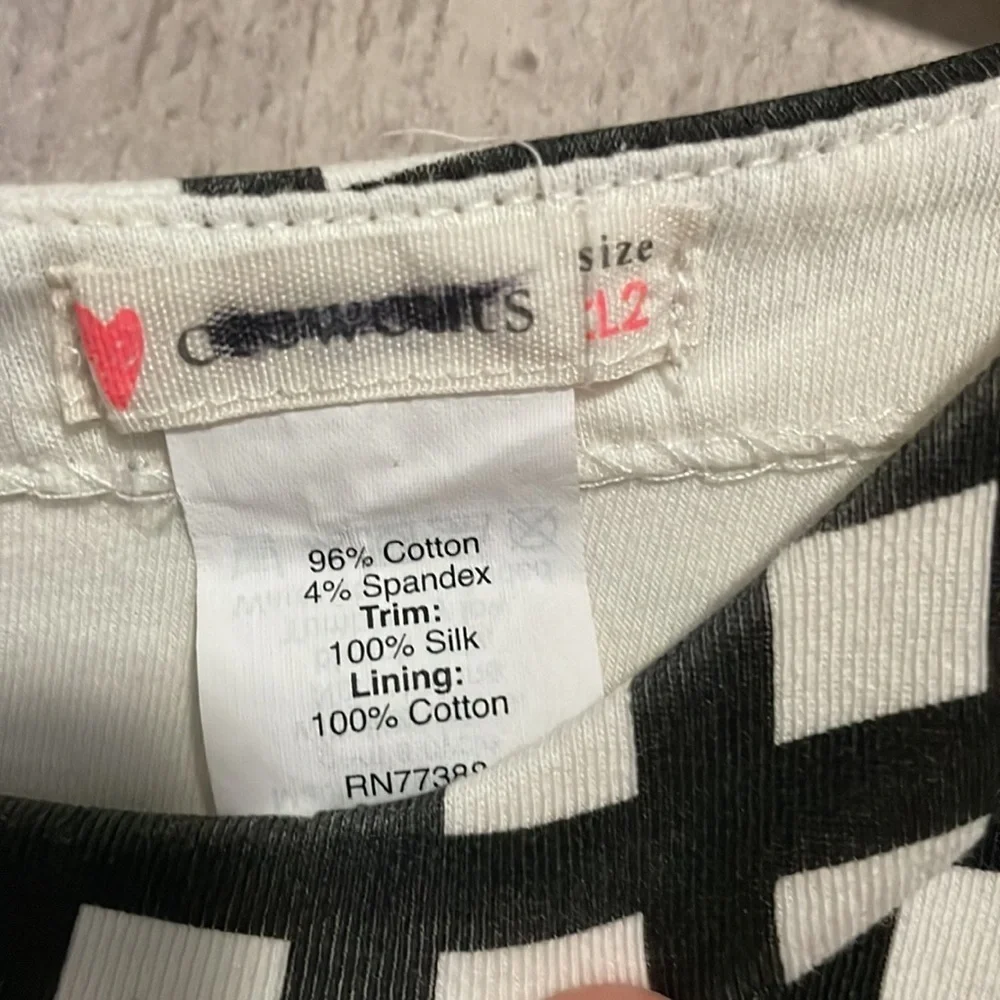Crewcuts Jules Dress in ivory & black Windowpane print size 12